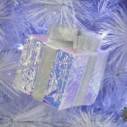 Décoration de Noël à suspendre cadeau iridescent 8x8xH11cm (3 modèles) < Gifi Hot