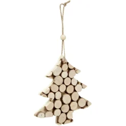 Décoration de Noël à suspendre, effet rondins de bois < Gifi New