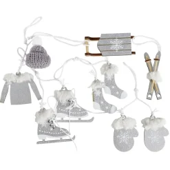 Décoration de Noël à suspendre traineau et vêtements bois x6 (3 modèles)