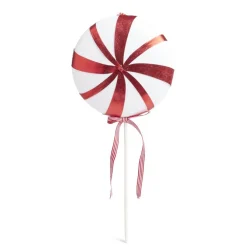 Décoration de Noël XXL sucette rouge et blanche à paillette H45cm