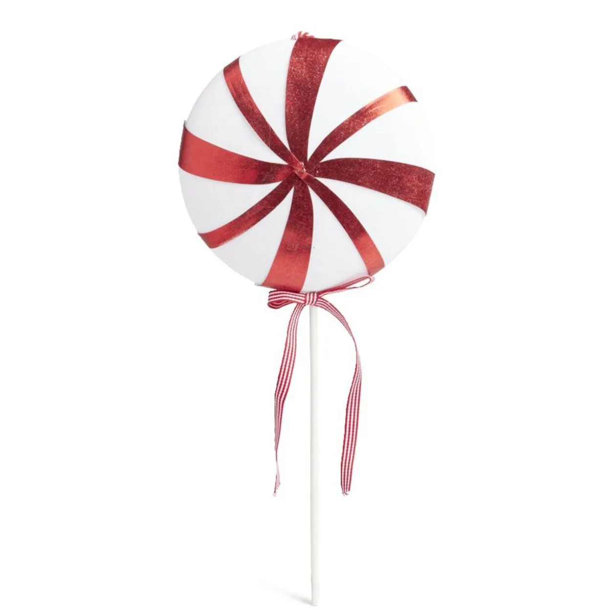 Décoration de Noël XXL sucette rouge et blanche à paillette H45cm