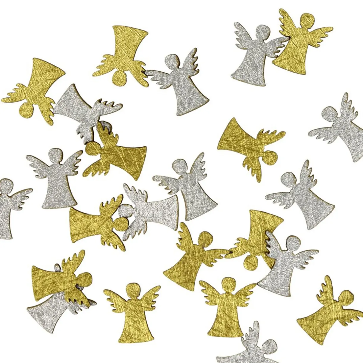 Décoration de table ange X24 pcs bois L1,5X2Xép.0,1 cm doré et argenté < Gifi