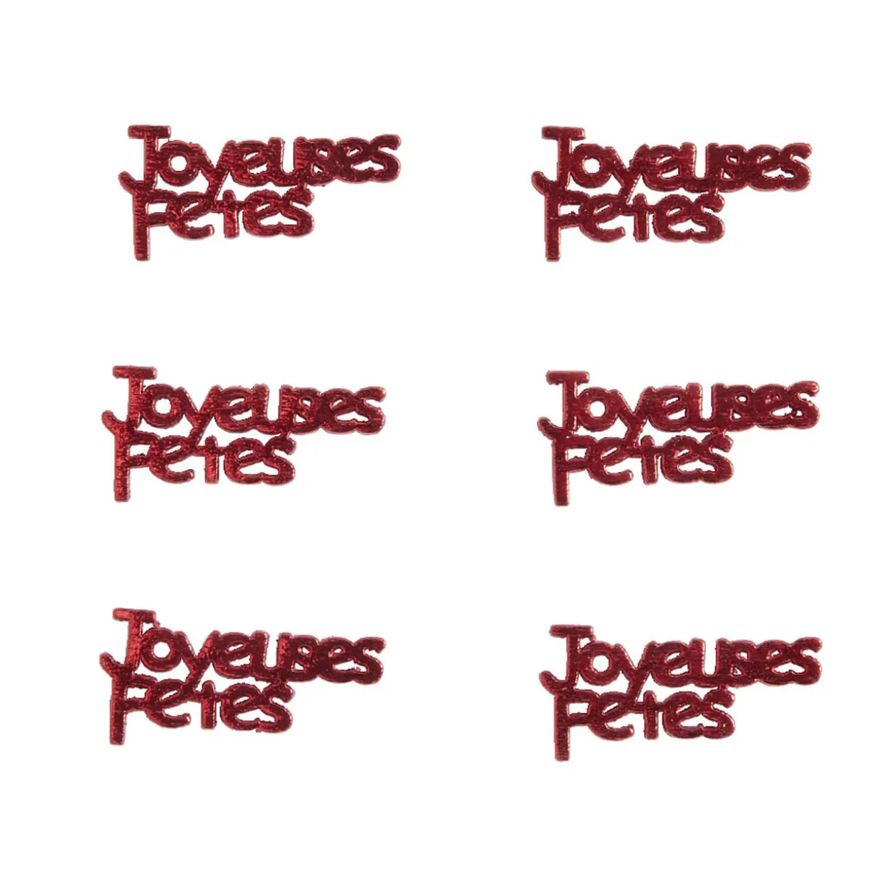 Décoration de table "Joyeuses Fêtes" en bois rouge 6 pièces