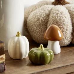 Décoration de table à poser thème automne en céramique Ø4,5xH7cm (6 modèles)