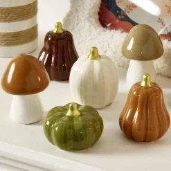 Décoration de table à poser thème automne en céramique Ø4,5xH7cm (6 modèles)