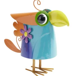 Décoration extérieure figurine oiseau gribouille multicolore H30,5cm