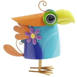 Décoration extérieure figurine oiseau gribouille multicolore H30,5cm