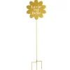 Décoration extérieure à planter H80cm en métal fleur jaune