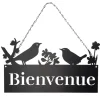 Décoration extérieure à suspendre BIENVENUE ajourée métal noir L35xH19,5cm < Gifi Discount