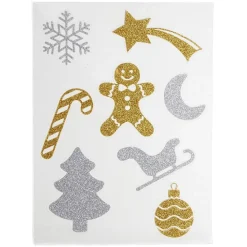 Décoration fenêtre et mur Noël adhésive à paillettes (3 modèles) < Gifi Outlet