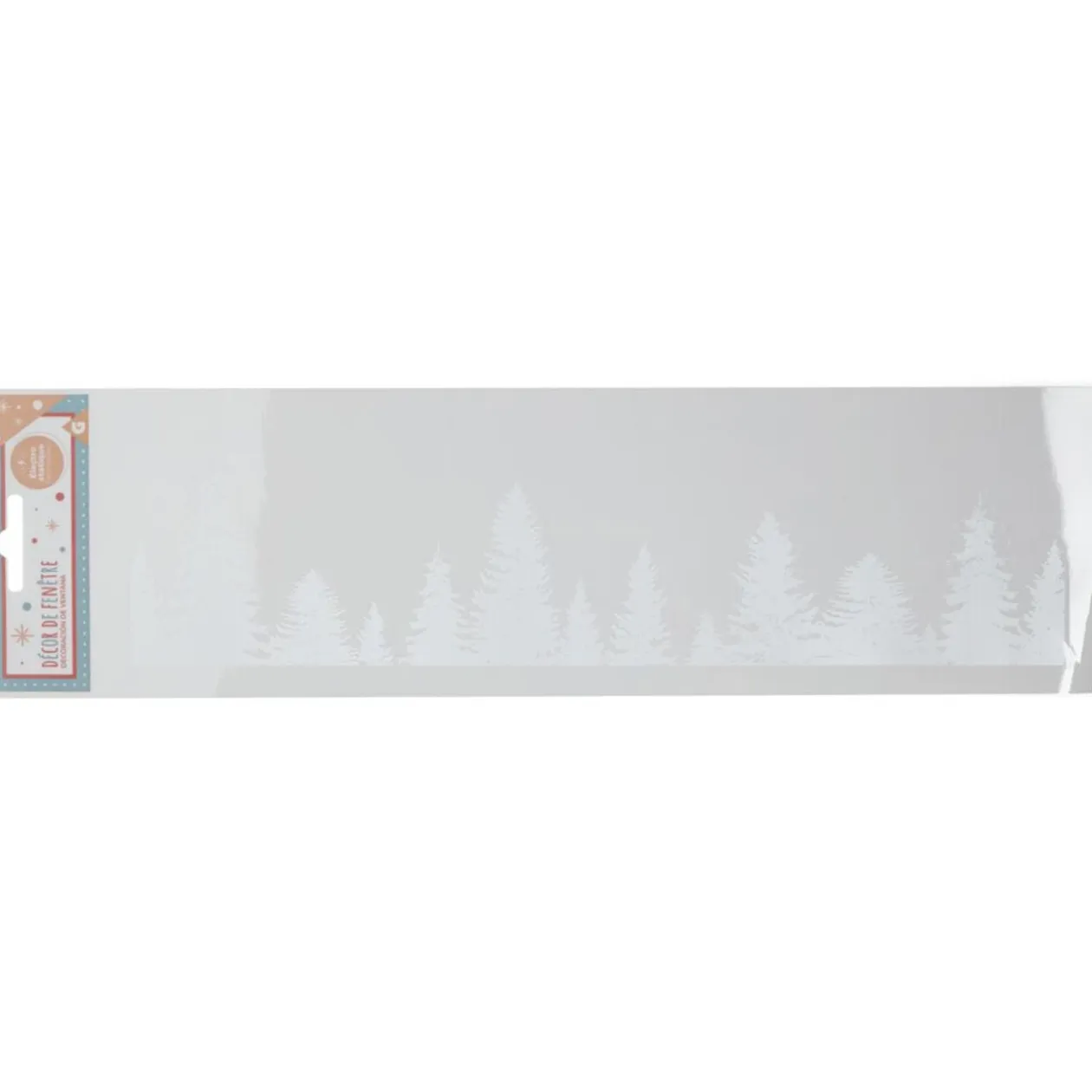 Décoration fenêtre électrostatique forêt de sapins blancs L36 x l11 cm