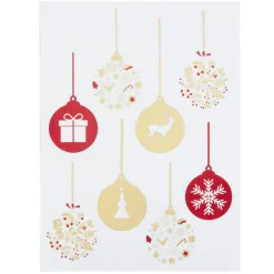 Décoration fenêtre Noël électrostatique guirlande boule rouge et doré