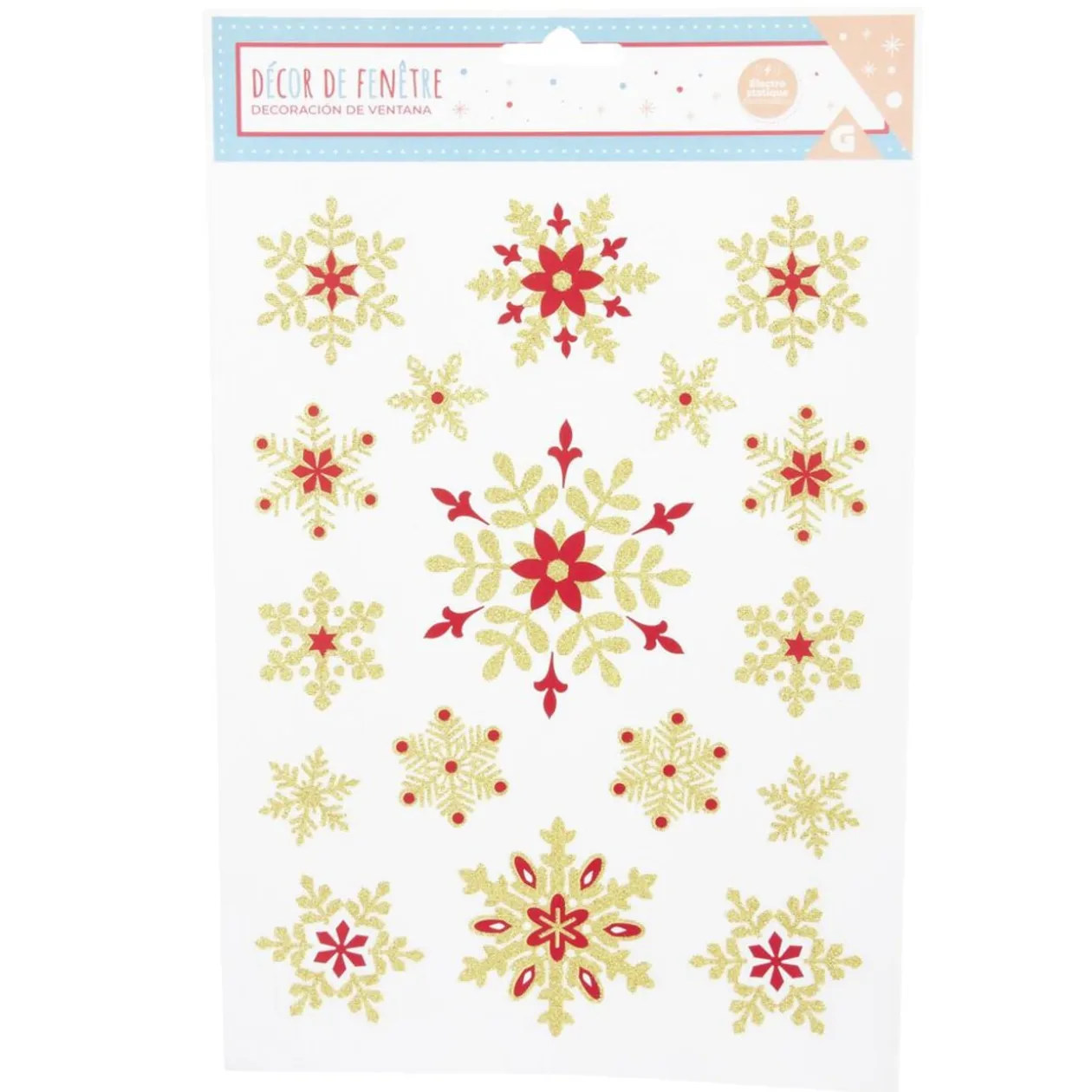 Décoration fenêtre Noël électrostatique étoile ou flocon