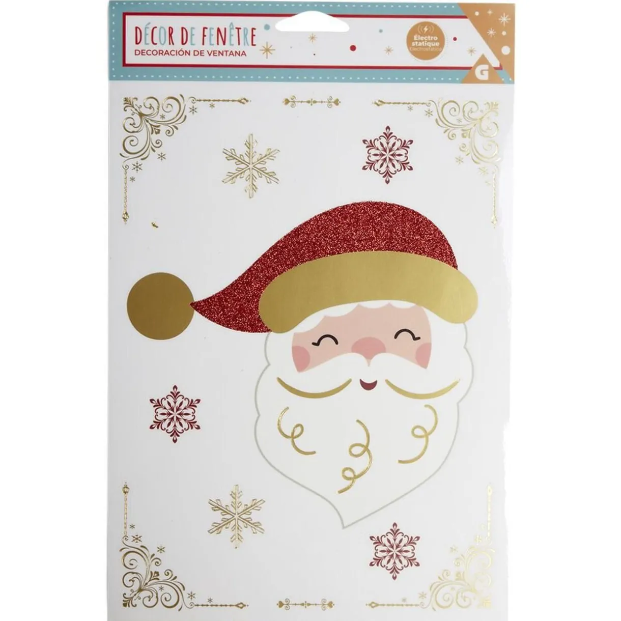 Décoration fenêtre Noël électrostatique rouge et doré - 2 modèles < Gifi Discount