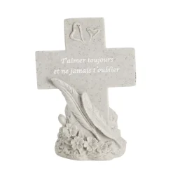 Décoration funéraire forme croix avec plumes H18cm < Gifi Best