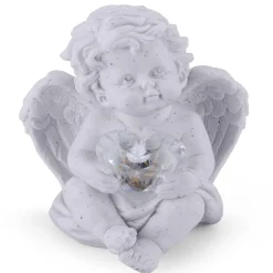 Décoration funéraire solaire ange avec coeur polyrésine 10x9xH9,5cm < Gifi Sale