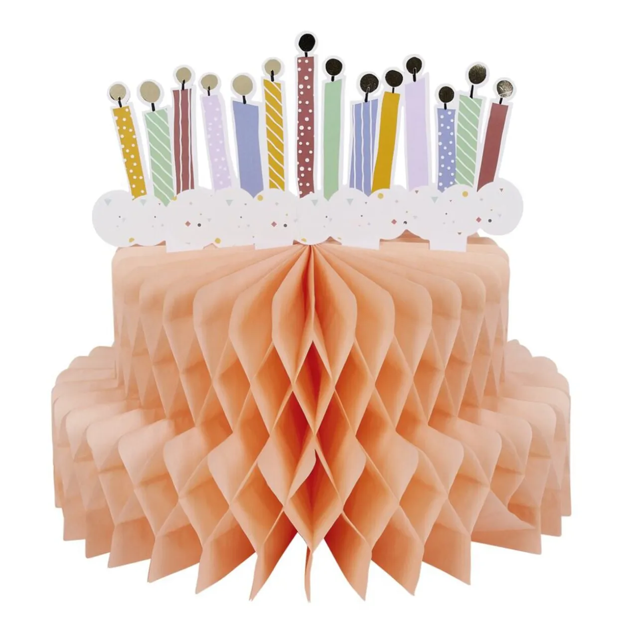 Décoration gâteau anniversaire papier de soie nid d'abeille 27x30cm