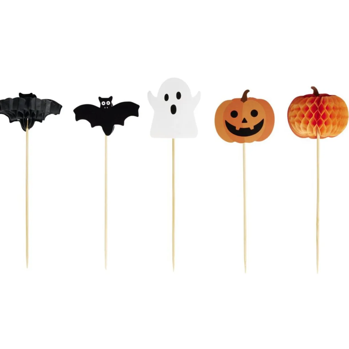 Décoration gâteau Halloween x5 bambou et papier nid d'abeille L13cm < Gifi Hot