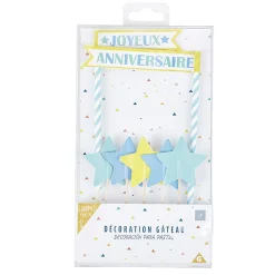 Décoration gâteau Joyeux anniversaire et étoiles