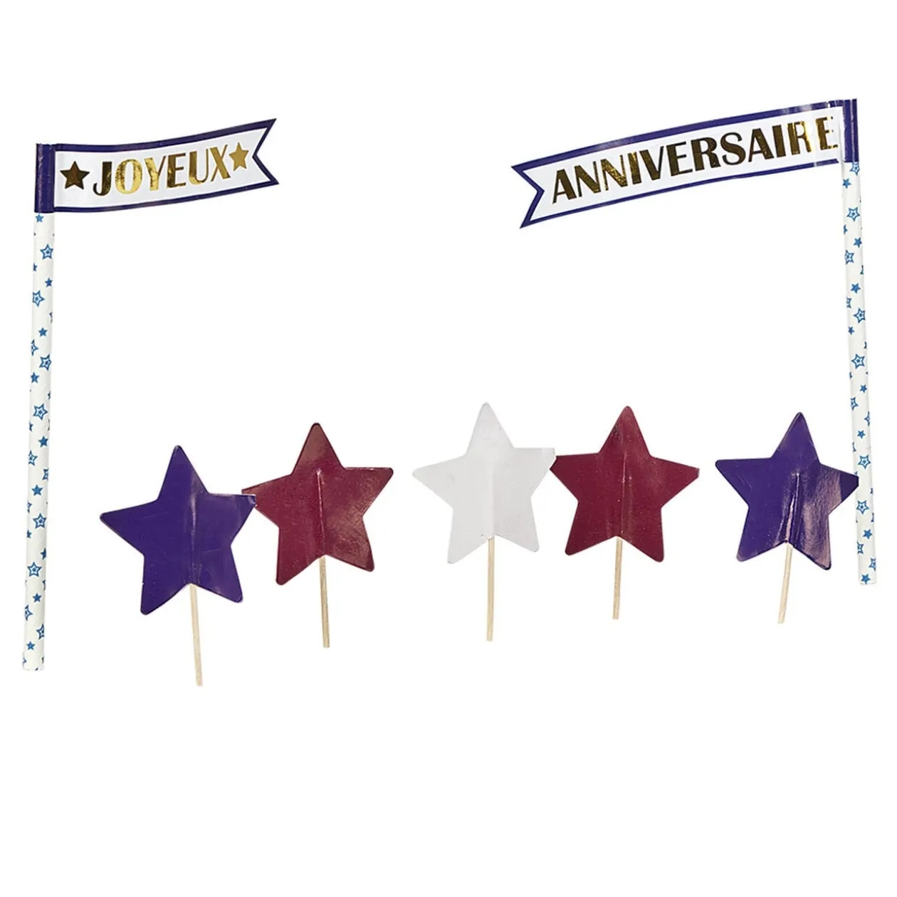 Décoration gâteau Joyeux anniversaire et étoiles