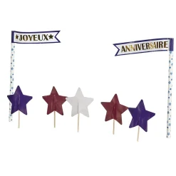 Décoration gâteau Joyeux anniversaire et étoiles