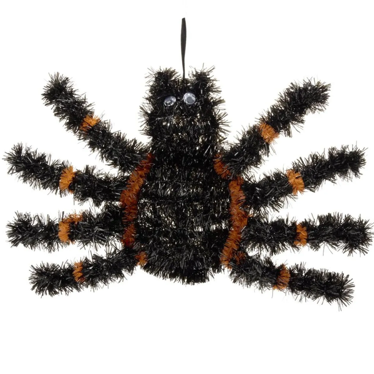Décoration Halloween araignée à suspendre noir L23x35XØ4,5 cm