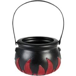Décoration Halloween chaudron plastique noir flamme rouge Ø14,5xH10cm < Gifi Best