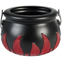 Décoration Halloween chaudron plastique noir flamme rouge Ø14,5xH10cm < Gifi Best