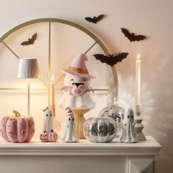 Décoration Halloween citrouille effet boule disco céramique argentée Ø15xH16cm < Gifi