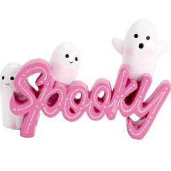 Décoration Halloween fantômes mignons spooky résine rose et blanc 10x15cm < Gifi New