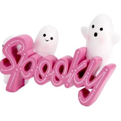Décoration Halloween fantômes mignons spooky résine rose et blanc 10x15cm < Gifi New