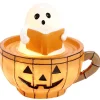Décoration Halloween LED tasse fantôme citrouille résine orange