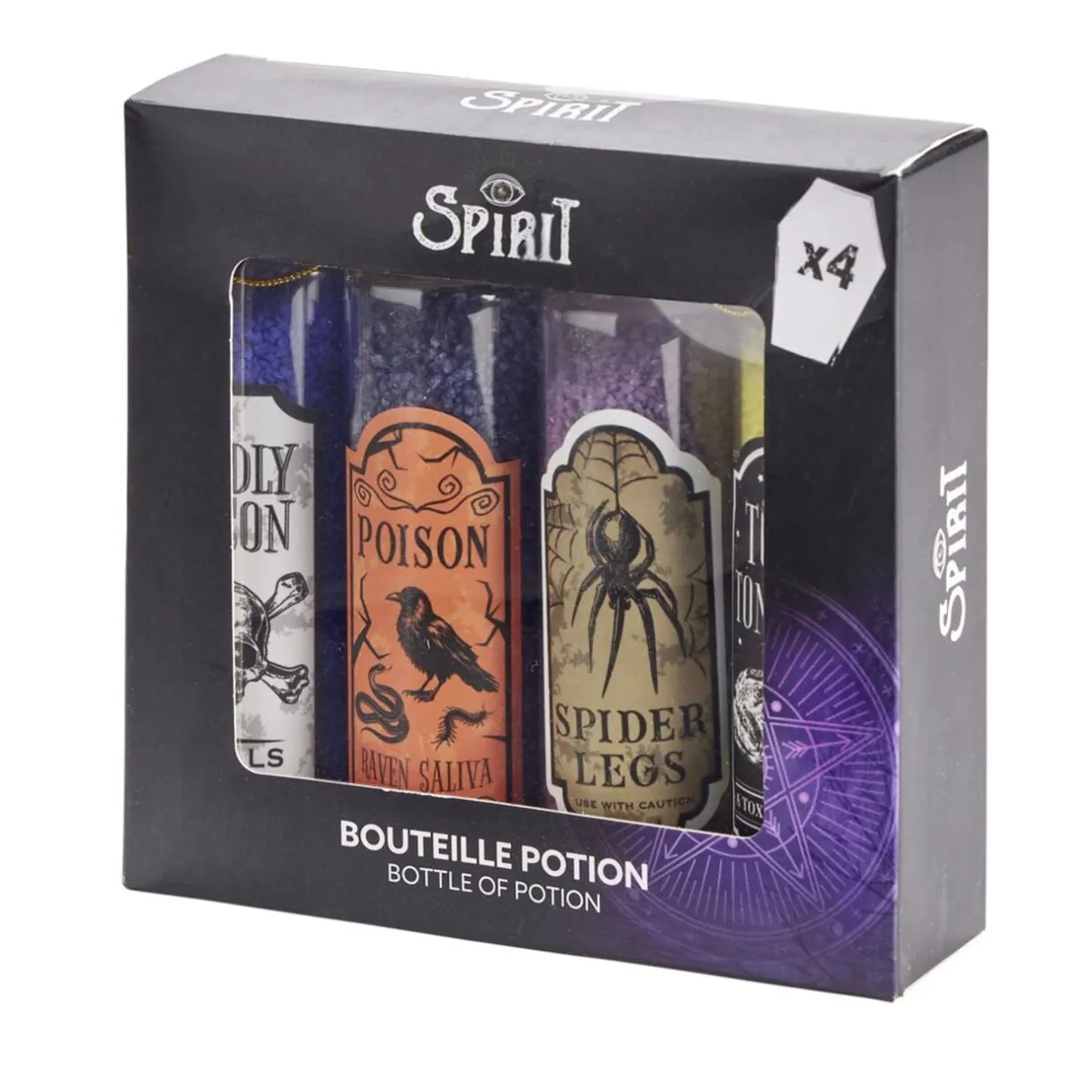 Décoration Halloween à poser Spirit bouteille potion x4 en verre Ø3xH10cm < Gifi Hot