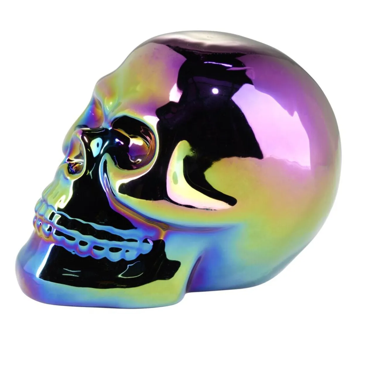 Décoration Halloween à poser Spirit crâne céramique iridescent 15x12xH11cm