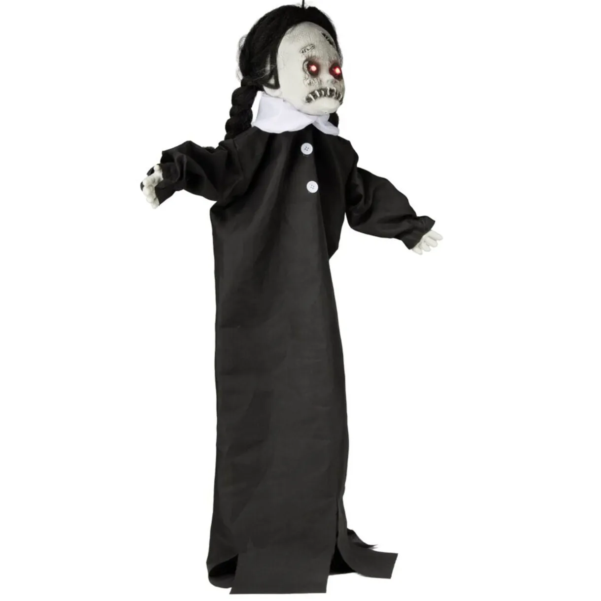 Décoration Halloween à suspendre poupée cicatrice son et lumière noir yeux rouges H90cm < Gifi Online