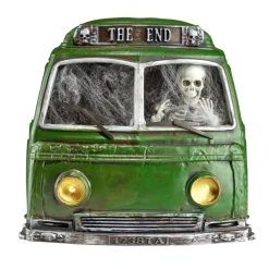 Décoration LED Halloween à poser squelette sonore et animé dans voiture H32cm