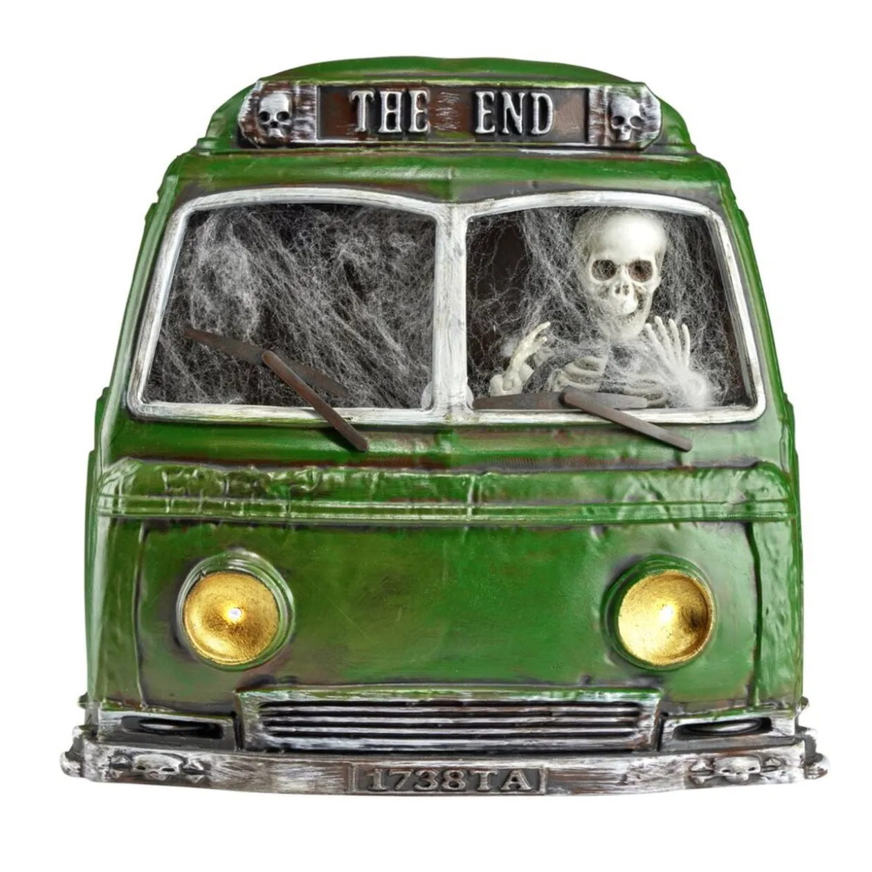 Décoration LED Halloween à poser squelette sonore et animé dans voiture H32cm