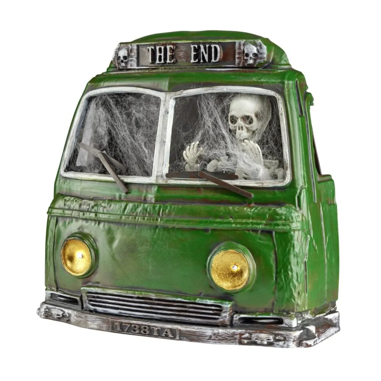 Décoration LED Halloween à poser squelette sonore et animé dans voiture H32cm