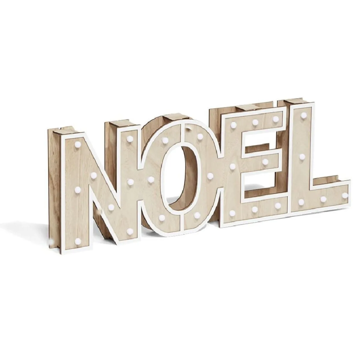 Décoration lumineuse à poser lettres Noël bois < Gifi