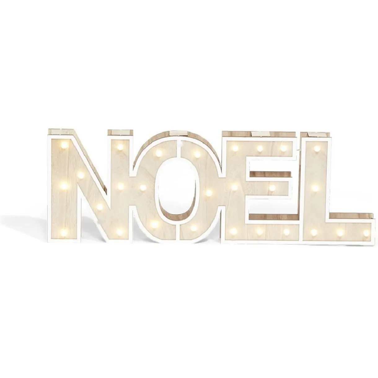 Décoration lumineuse à poser lettres Noël bois < Gifi