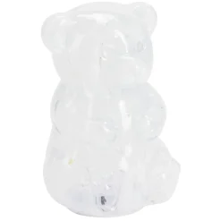Décoration lumineuse à poser ourson en verre transparent et blanc H17,5cm