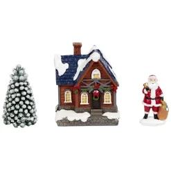 Décoration maison lumineuse 4LED avec père Noël et sapin