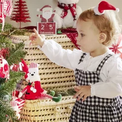 Décoration "Mon 1er Noël" à suspendre en bois chiffre 1 rouge H10cm