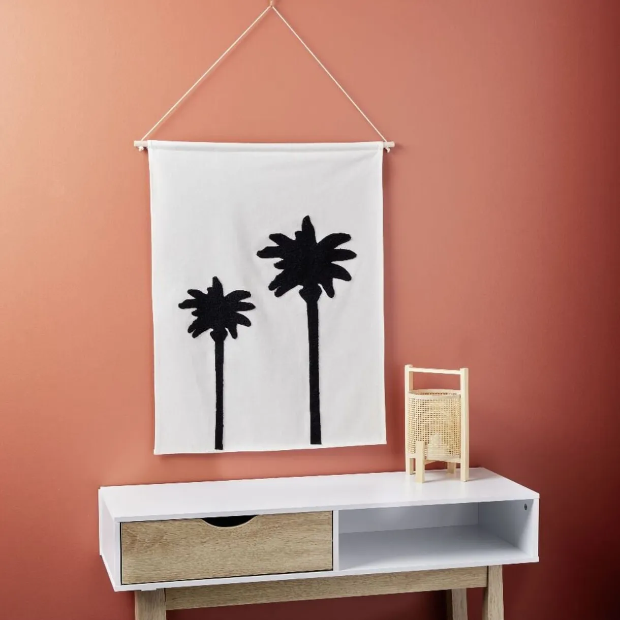 Décoration murale toile motif palmier coton beige et noir < Gifi Hot
