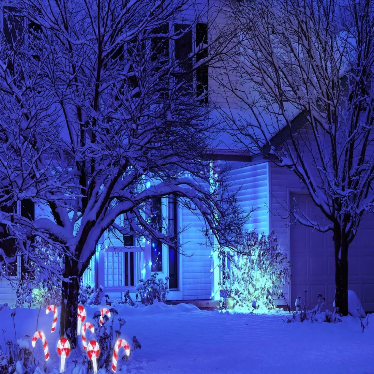 Décoration Noël sucre d'orge à planter LED H27cm