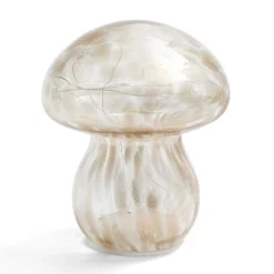 Décoration à poser champignon à LED en verre marron Ø13xH15cm
