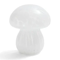 Décoration à poser champignon à LED en verre blanc Ø13xH15cm