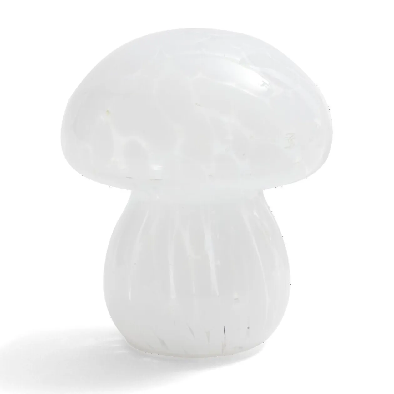 Décoration à poser champignon à LED en verre blanc Ø13xH15cm