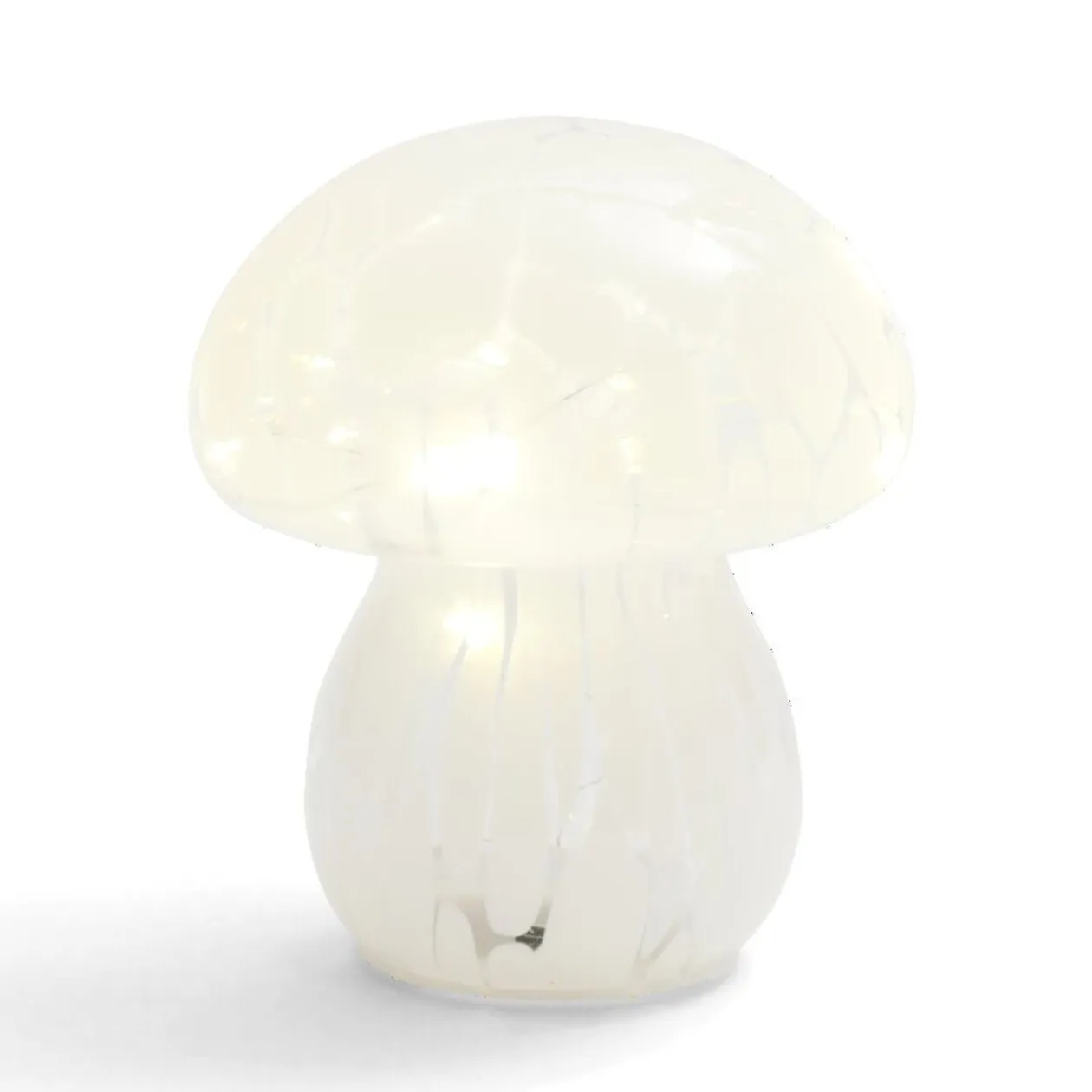 Décoration à poser champignon à LED en verre blanc Ø13xH15cm