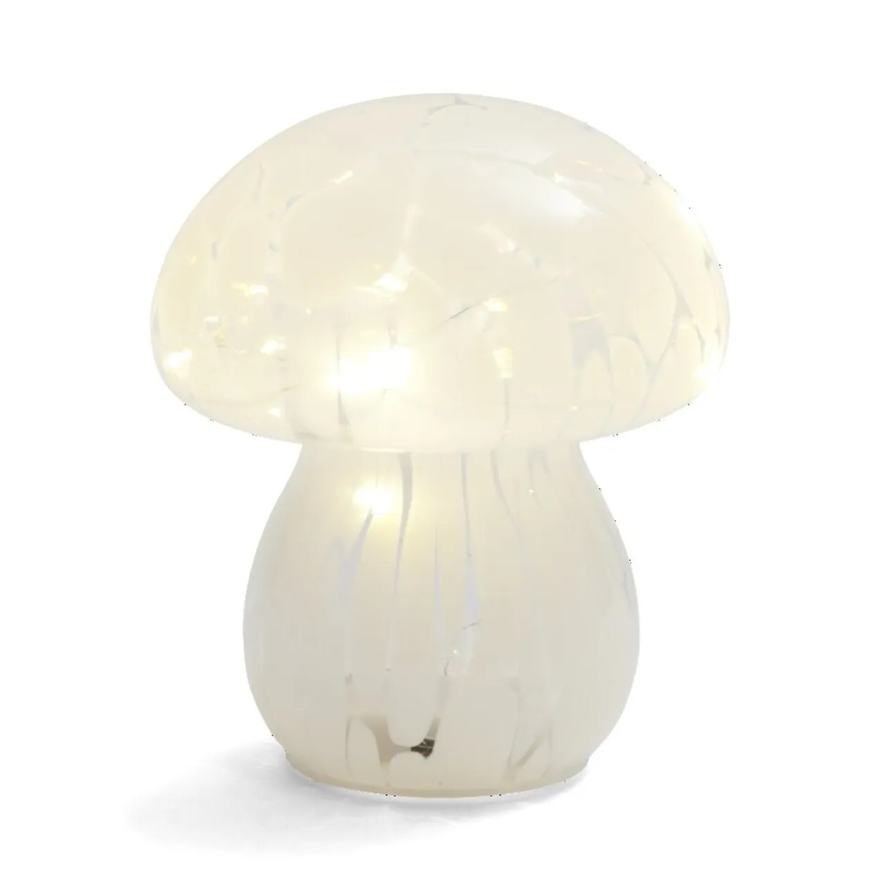 Décoration à poser champignon à LED en verre blanc Ø13xH15cm